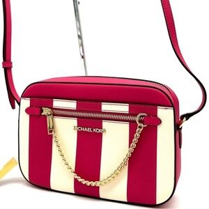 Michael Kors Large EW Zip Chain Xbody Crossbody Bag Electric Pink Multi